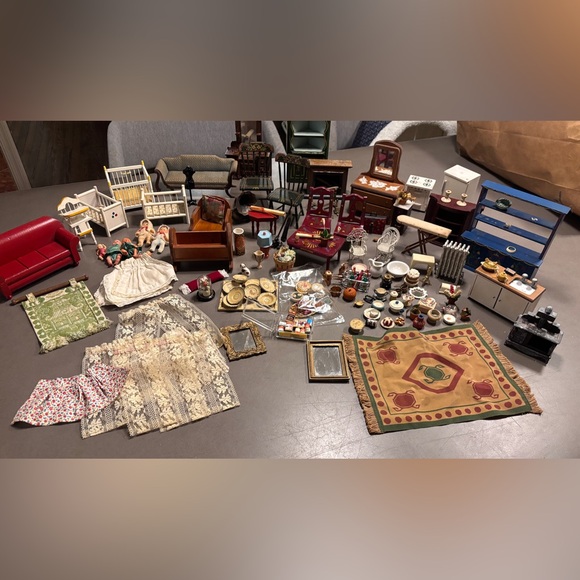 Vintage Dollhouse Furniture and Accessories Set - Picture 1 of 16